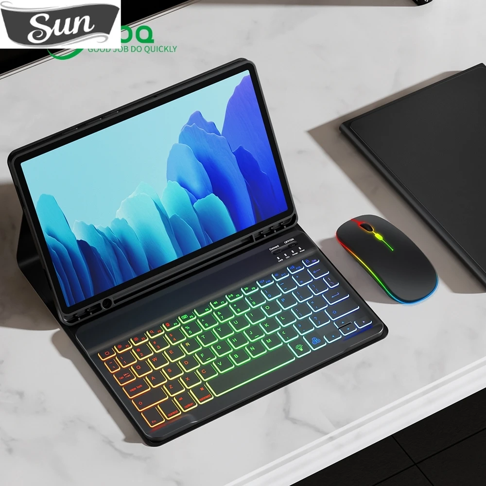 Funda Per Samsung Galaxy Tab S7 Fe Custodia Tastiera Per Samsung Tab S6 Lite Custodia Tastiera Arcobaleno Mouse Per Samsung Tab S7 S8 Custodia