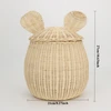 Breathable Rattan Storage Set - Mouse Shape Toy Organizer for Indoor Plants & Children's Books - Rustic Farmhouse Decor Basket 4