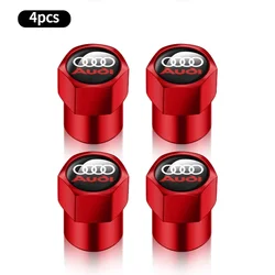 Premium Car Valve Stem Caps with Emblem - Set of 4 (Red)