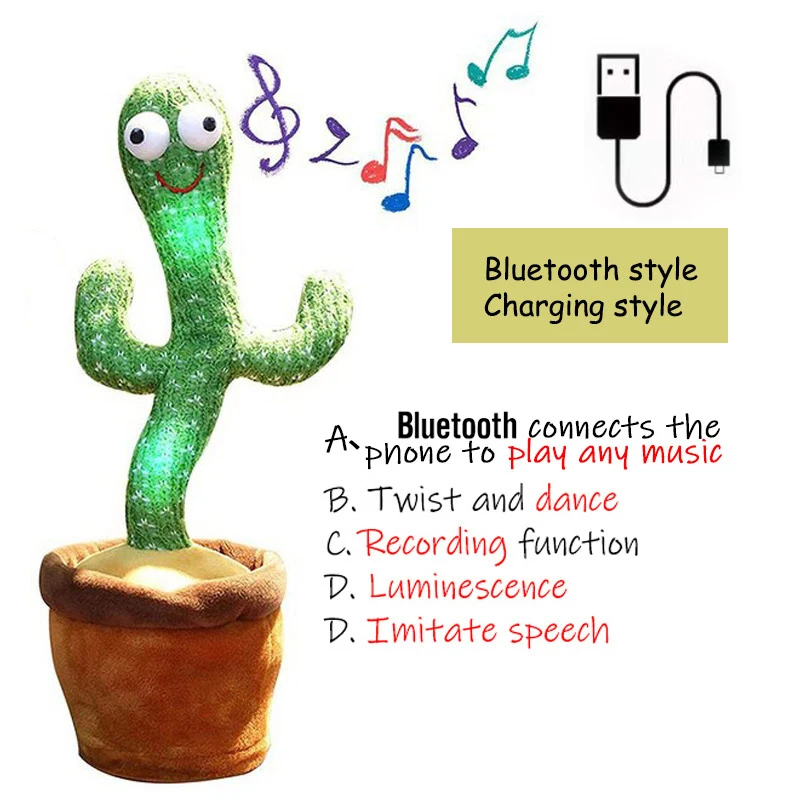 2022 Dancing Cactus Speak Electronic Plush Toys Twisting Singing Dancer Talking Novelty Funny Music Christmas Gifts Bluetooth 