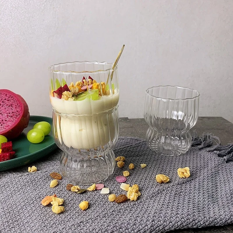 Tasses en Verre Isolées Machatea avec Colonnes Rayées