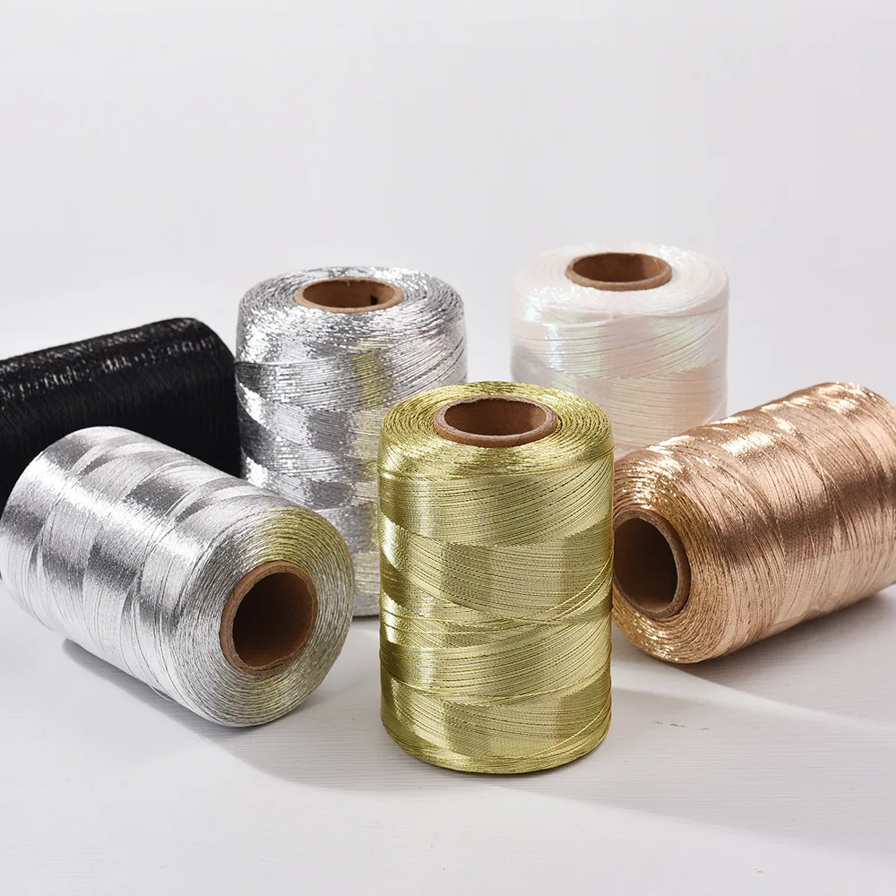 Lustrous Metallic Gold & Silver Macrame Thread - 1mm x 450m for DIY Crafting and Braiding