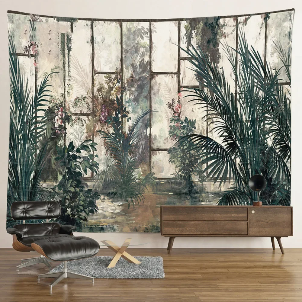 Forest Tree Plant Tapestry Vintage Tropical Plant Theme Wall Hanging Room Decor Aesthetic Tapestry Home Dorm Bedroom Decoration tapestry decor