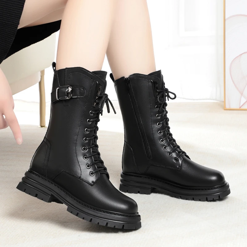 MORAZORA-Botines de piel auténtica para motocicleta, botas de