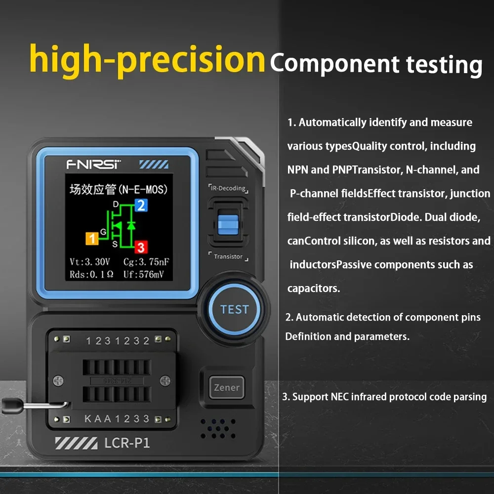 LCR-P1 Transistor Tester Multimeter Diode Triode ESR NPN PNP MOSFET SMD Capacitance Resistance Multifunction Tester