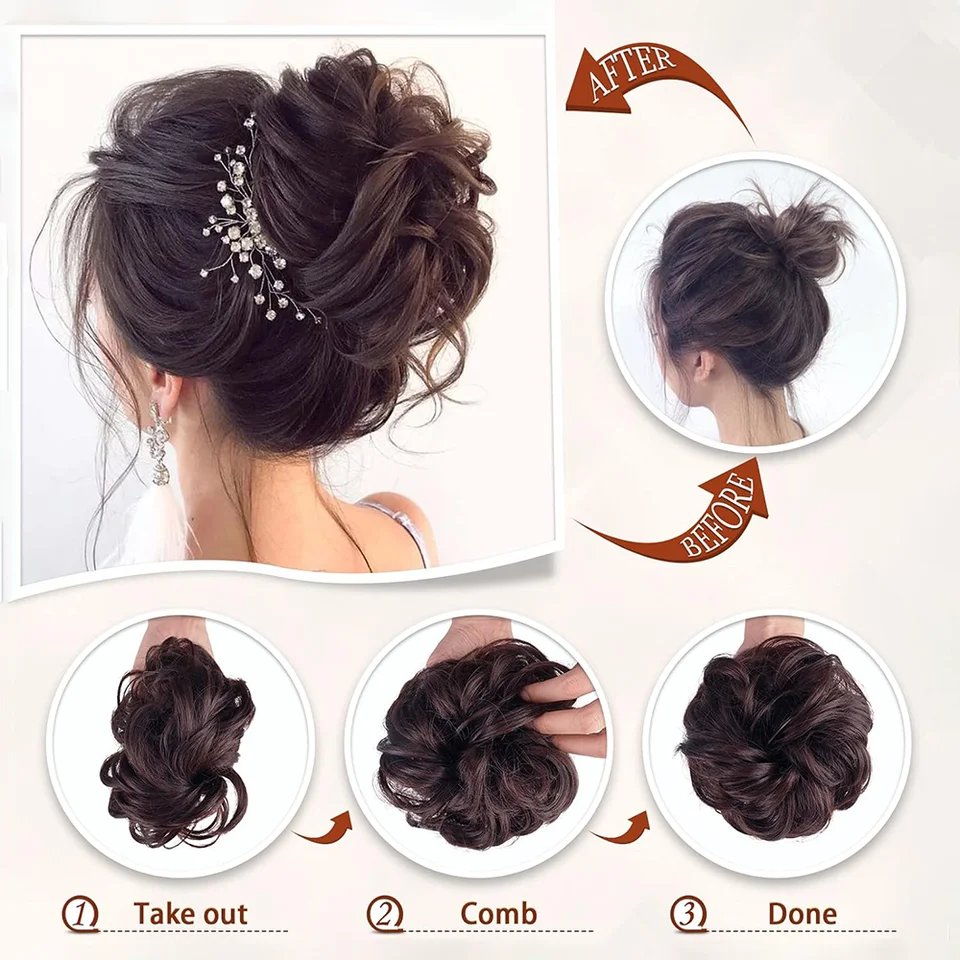 おだんごヘアエクステンション 乱れたおだんごヘアピース女性のためのヘアエクステンション乱れたアップスタイルカーリーウェーブシュシュお おだんごヘアエクステンション  乱れたおだんごヘアピース女性のためのヘアエクステンション乱れたアップスタイルカーリー ... 乱雑なお団子ヘアピース 女性用おだんごヘアピース 乱れたアップヘア ストレートカーリーミックス ポニーテールエクステンション フェイ