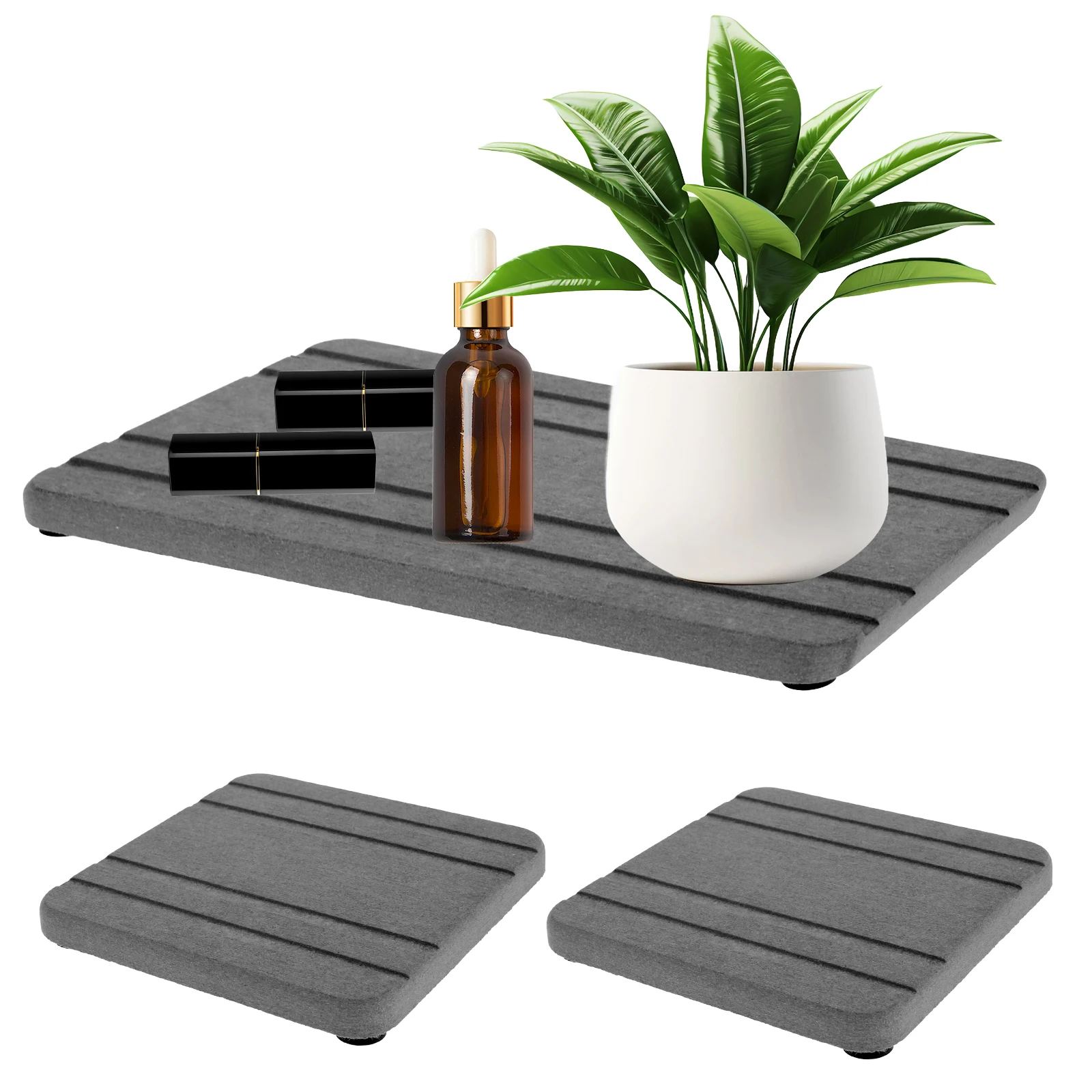 3PCS Hand Soap Holder Drying Stone Tray Absorbent Stone Soap Tray Diatomaceous Earth Coasters Fast Drying for Bathroom Kitchen