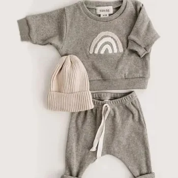 2PCS Kids Outfit Set – Casual Patterned Top & Loose Trousers for Toddlers 1