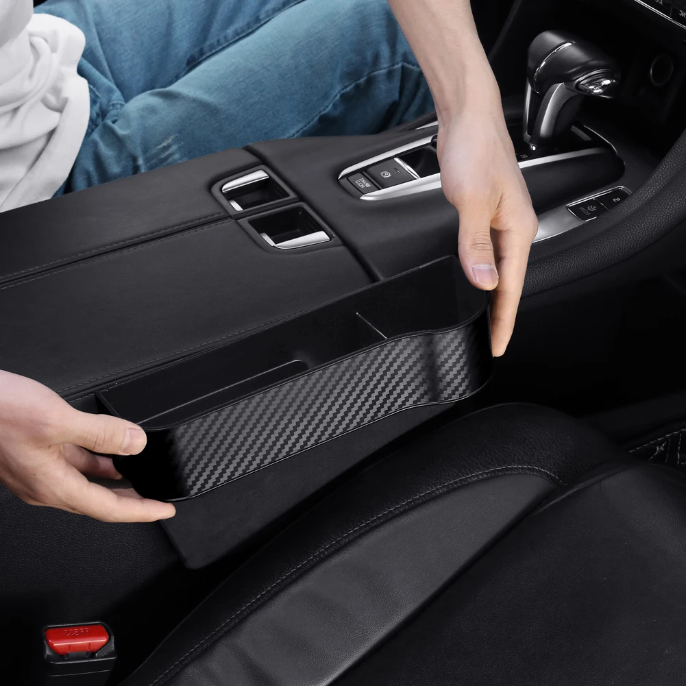 Front Seat Console Side Pocket Seat Crevice Storage Box Car Seat Gap  Organizer Carbon Fiber Multifunctional Case Car Accessories - AliExpress