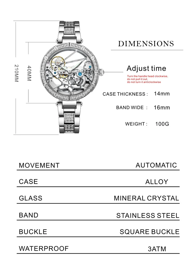 New Women's Watches Luxury Tourbillon Style Original Automatic Mechanical Watch for Woman Waterproof Ladies Watch Reloj