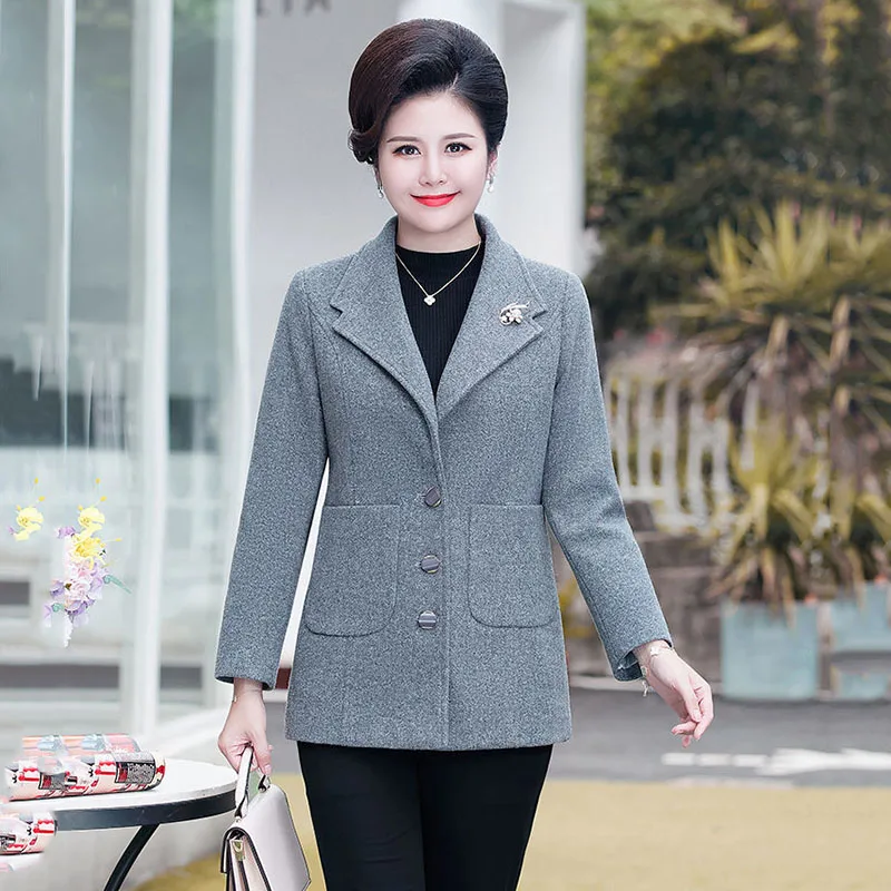 Fashion Short Woolen Female Western-style Middle-aged And Elderly Women's Mother Warm Cotton Tide In Autumn And .