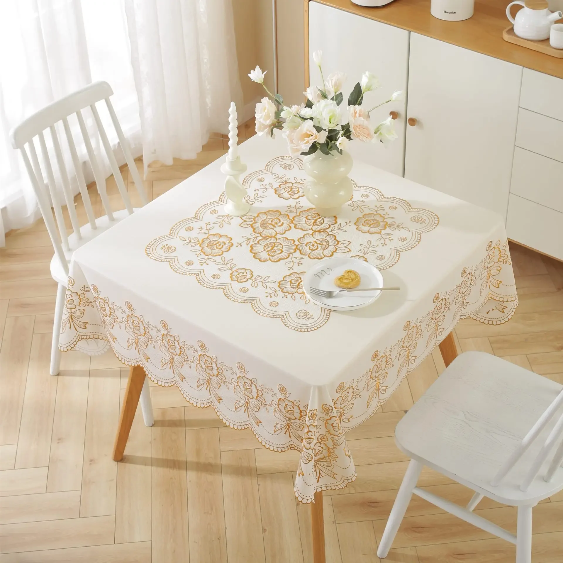 A-D18 Square tablecloth lace tablecloth hot stamping household square tablecloth 2