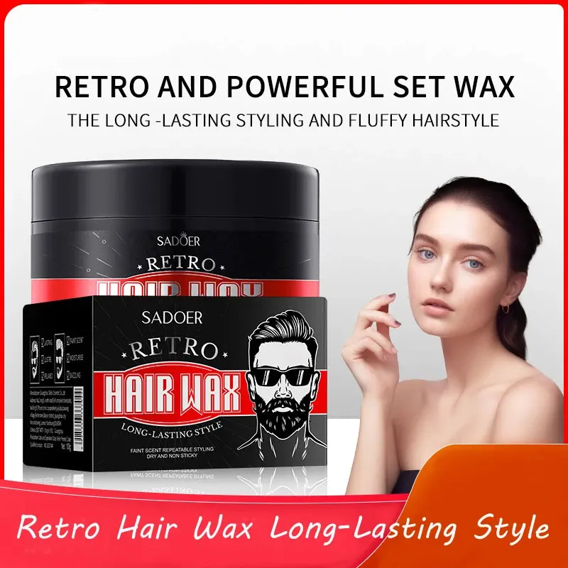 Retro Hair Wax with Strong Styling and Natural Fluffy Hair Mud Gel Cream Non-Greasy Style for Men Women Broken Artifact