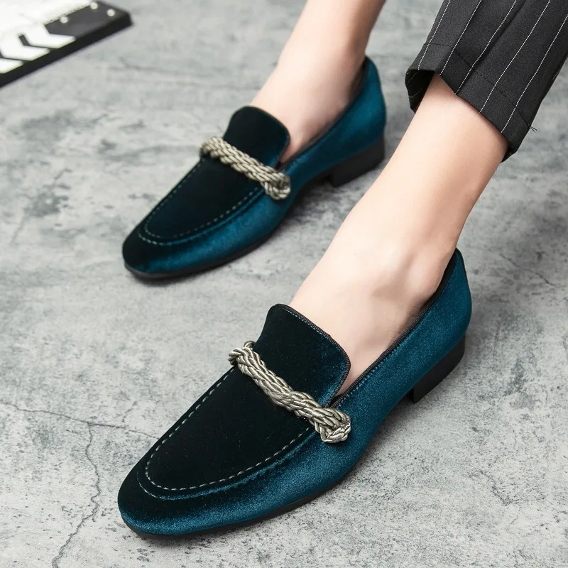 Designer Suede Men Loafers Green Pointed Wedding Oxford Leather Shoes for Classic Men Casual Loafers Formal Dress Footwear