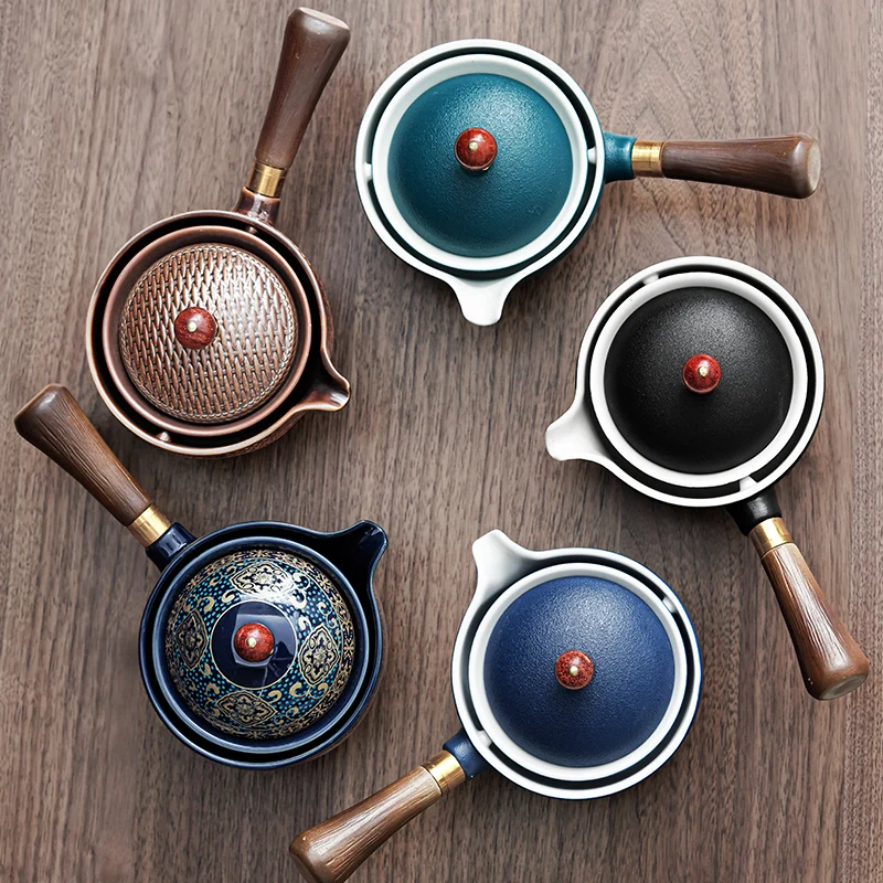 

Фарфоровый китайский чайный набор Gongfu, портативный чайный набор с вращением на 360 градусов, чайница и инфузор, чайный набор для чайной церемонии, чайный набор, пакет