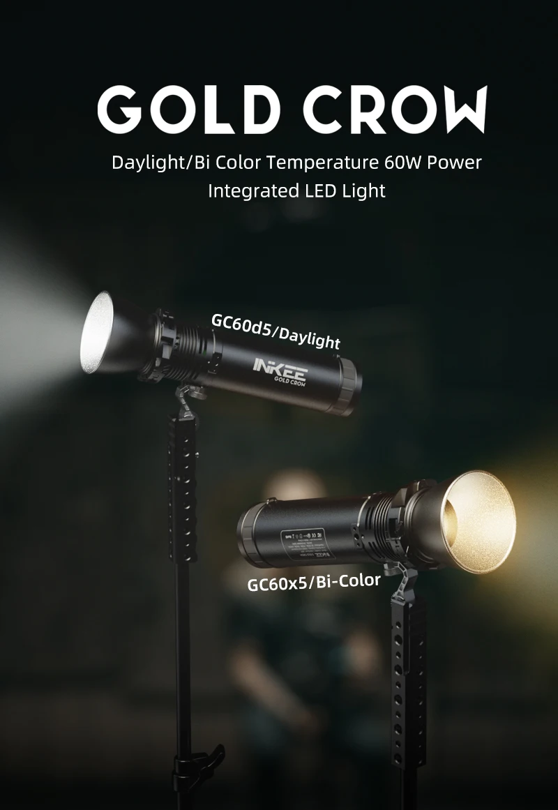 Description Picture 2 of itemINKEE GC60 Gold Crow 60W COB Portable Photography Fill Light Indoor Outdoor Shoot Video Light Photo Photographic Lamp