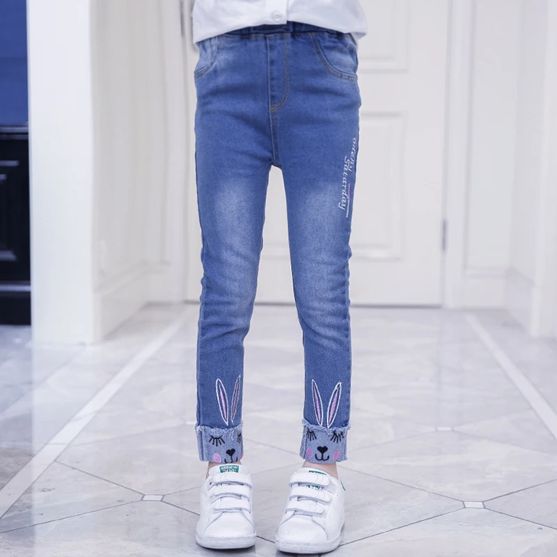 Girls Pants Girls Trousers Kids Pants PatPat Casual Jeans For Girl Kids Cute Cat Design Spring and Autumn