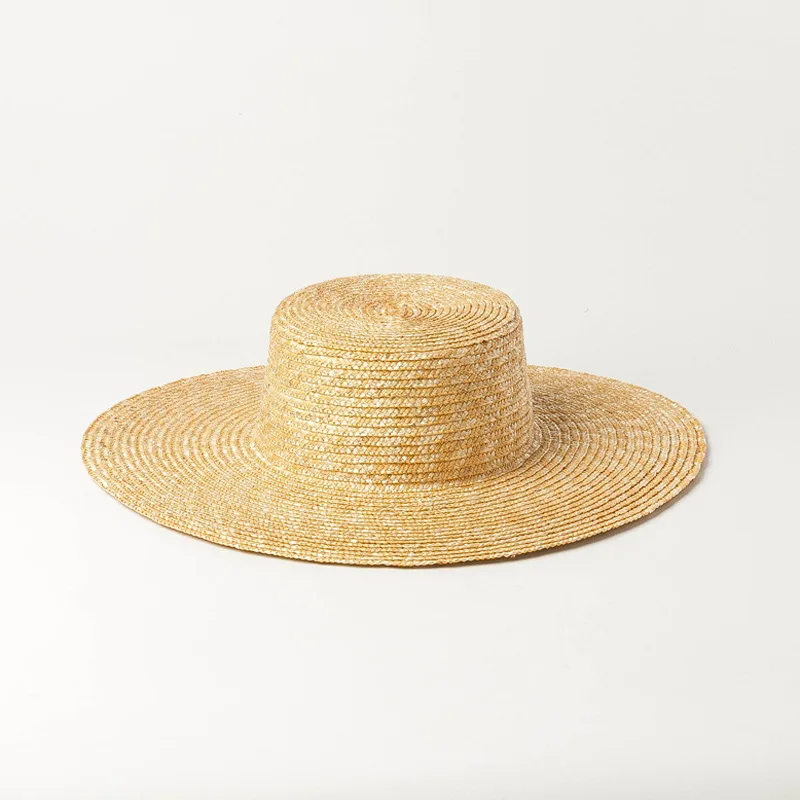 

X218 Fashion Flat-topped Wheat Straw Hat Children Summer Beach Sun Cap Outdoor Sun Protection Straw Cap Beach Hats Women