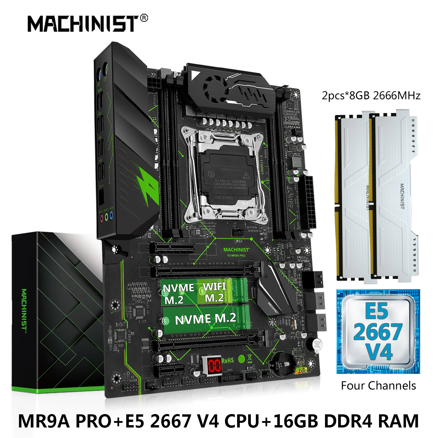 MACHINIST MR9A PRO X99 Motherboard Set Kit Xeon E5 2667 V4 CPU LGA 2011-3 Processor 16G=2x8G DDR4 RAM 2666MHz Memory NVME M.2