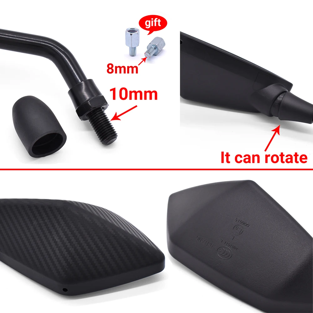 Motorcycle Rear View Mirrors 1 Pair For Honda MSX 125 CB650R CB125R XADV X ADV 750 X11 ST1300 10mm 8mm Back Side Convex Mirror