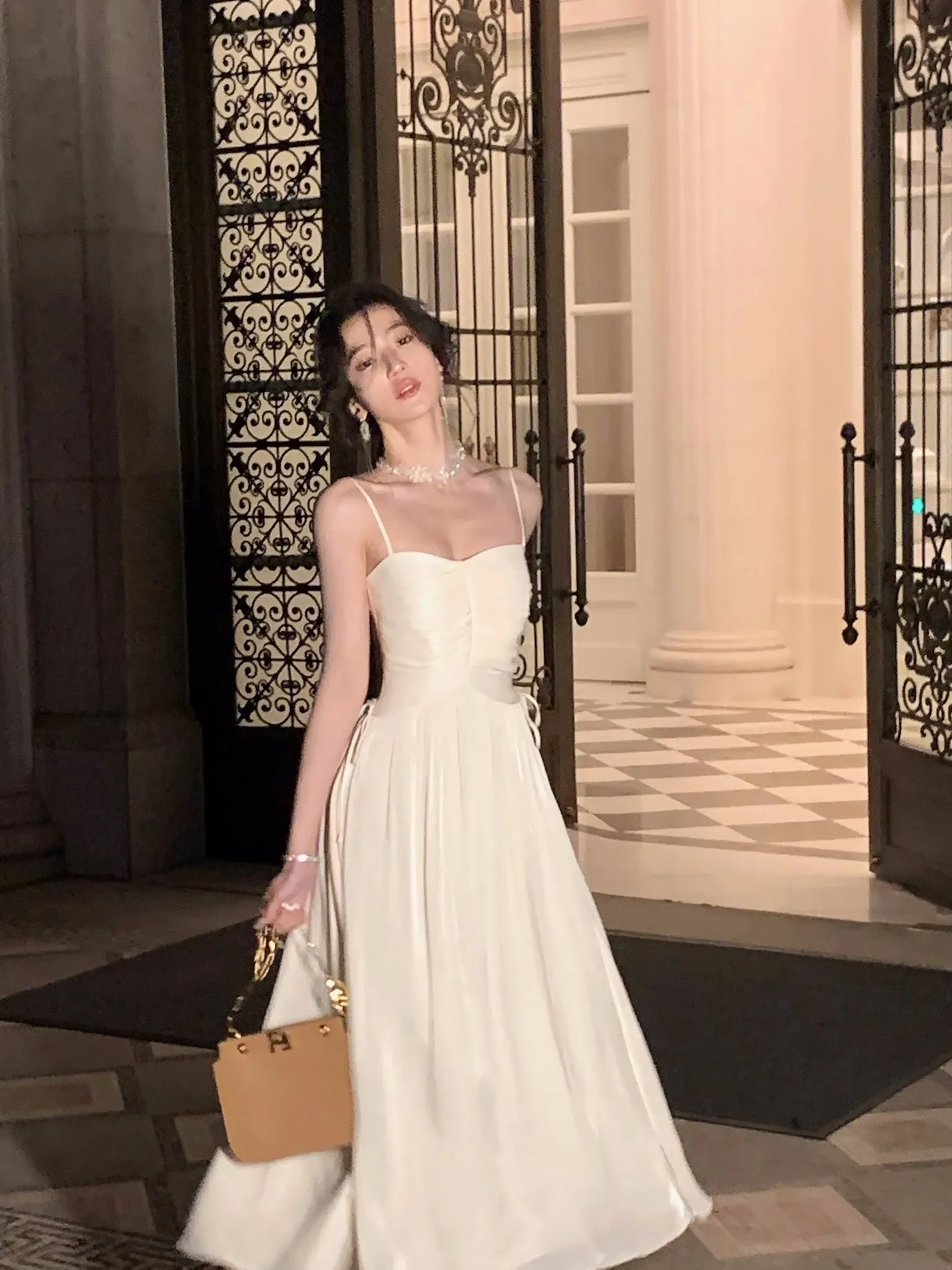 Elegant Shiny Midi Dresses for Women Evening Party Dress Prom Robe Vintage Solid Summer New A-line Spaghetti Strap Vestido Mujer