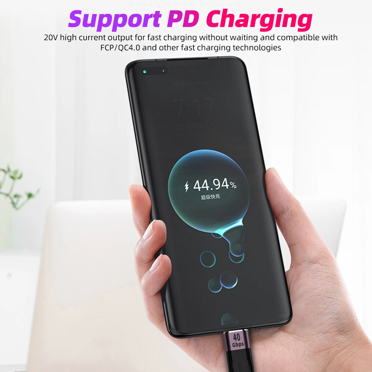 USB 3,1 4,0 Typ C zu USB C Daten Kabel für Hard-disk Power Bank 40Gbps PD 100W 5A USB-C Schnelle Lade Draht für Samsung Macbook – Detail 5