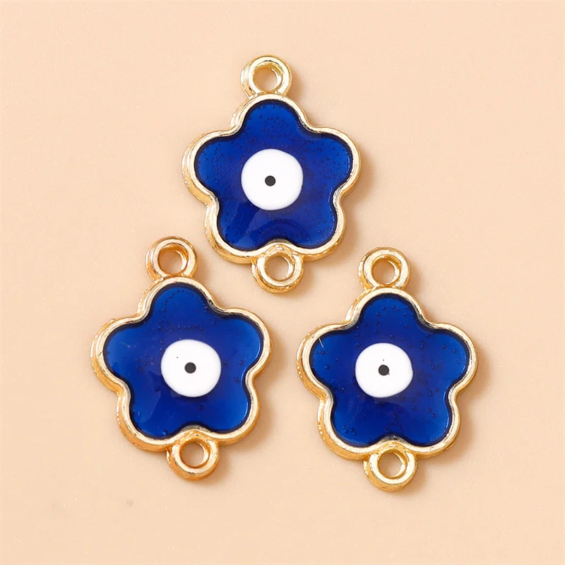 Leslie 10 Stück 14x19mm Emaille Böse Augen Blumen-Anhänger DIY Schmuckherstellung Zubehör Handgemachte Armband- und Halsketten-Elemente – Detail 5