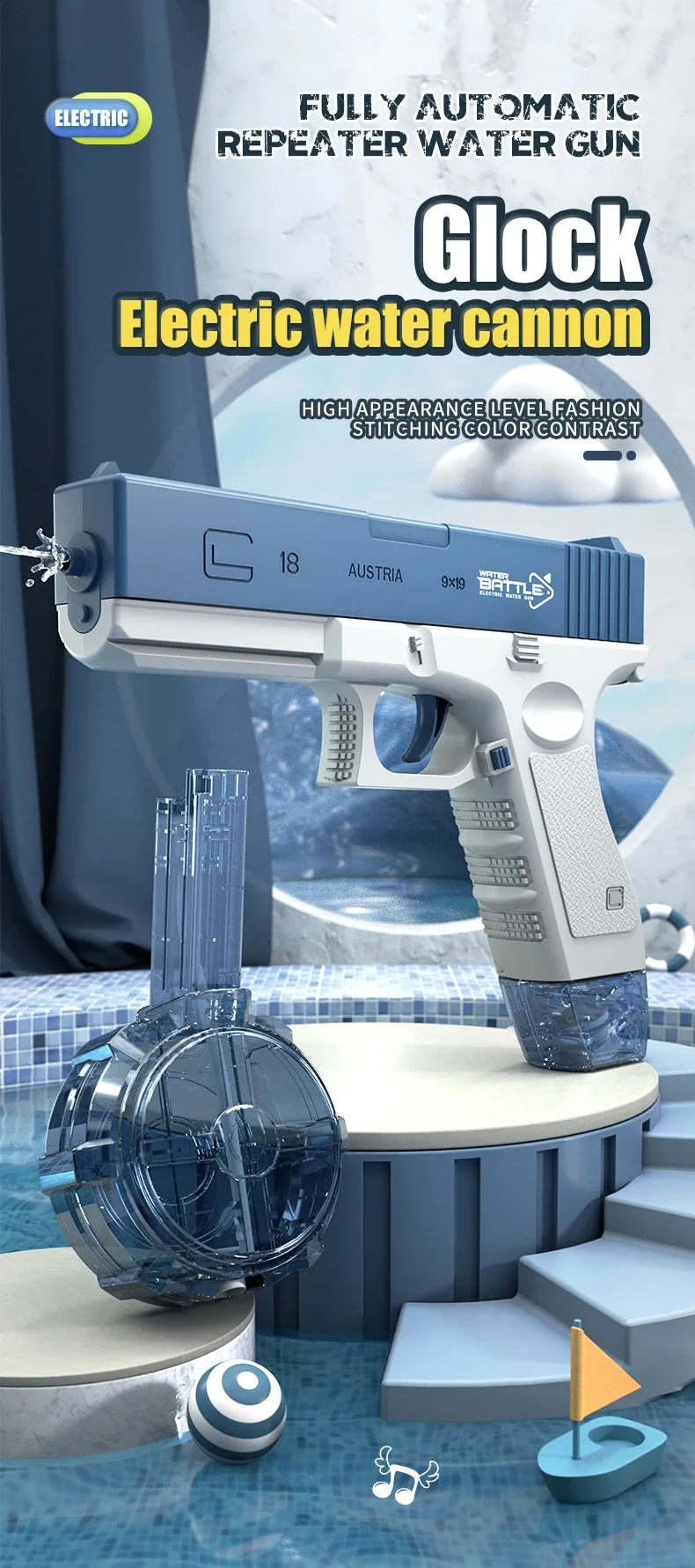 New Water Gun Electric Glock Pistol Shooting Toy Full Automatic Summer Beach Outdoor Fun Toy per bambini ragazzi ragazze