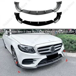 Car Front Bumper Lip Front Shovel Exterior Canard Splitter For Mercedes Benz E Class W213 E260 E300 E43 AMG 2016-2020 ABS