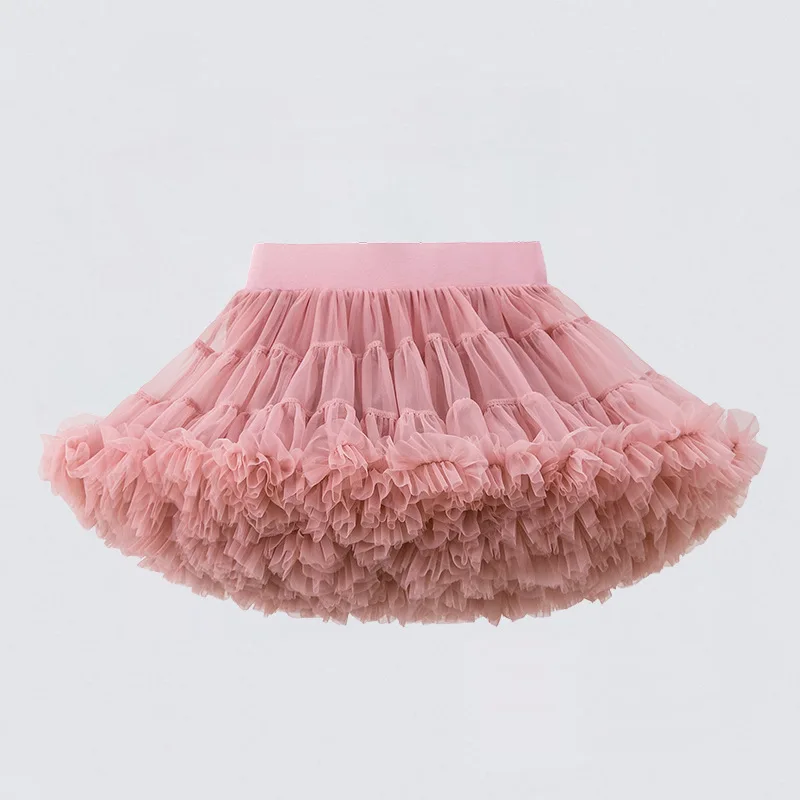 HOT Girls Tutu Skirts Solid Fluffy Tulle Princess Ball Gown Pettiskirt Kids Ballet Party Performance Dress for Children