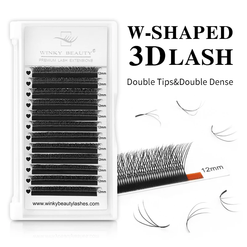 w shape eyelash extensions 3 4d premade volume fan lashes w style lashes comfortable new faux mink volume lashes natural eyelash Winky Beauty 6D W Shape Eyelash Extensions Premade Volume Fan Lashes W Style Lashes Comfortable New Faux Mink Volume Lashes