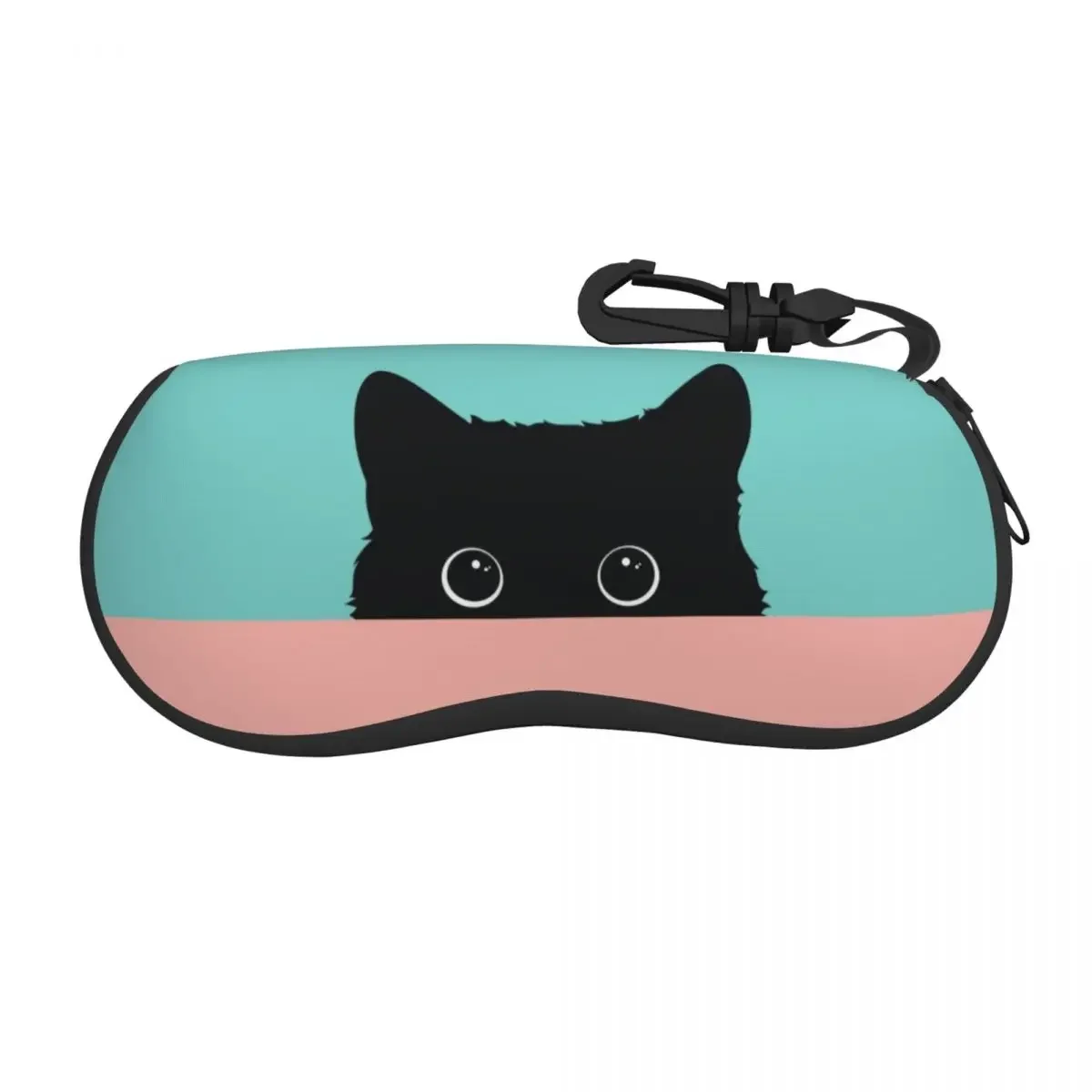 

Black Cat Peeping Shell Eyeglasses Case Women Men Cool Animal Cartoon Glasses Case Sunglasses Box Pouch