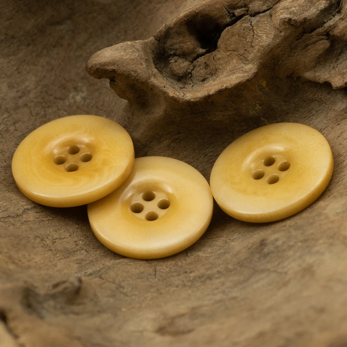 

5pcs Big Rim Cute Beige Buttons for Clothing Round 4 Hole Wide Rim Bowl Shape 15mm-25mm Designer Button