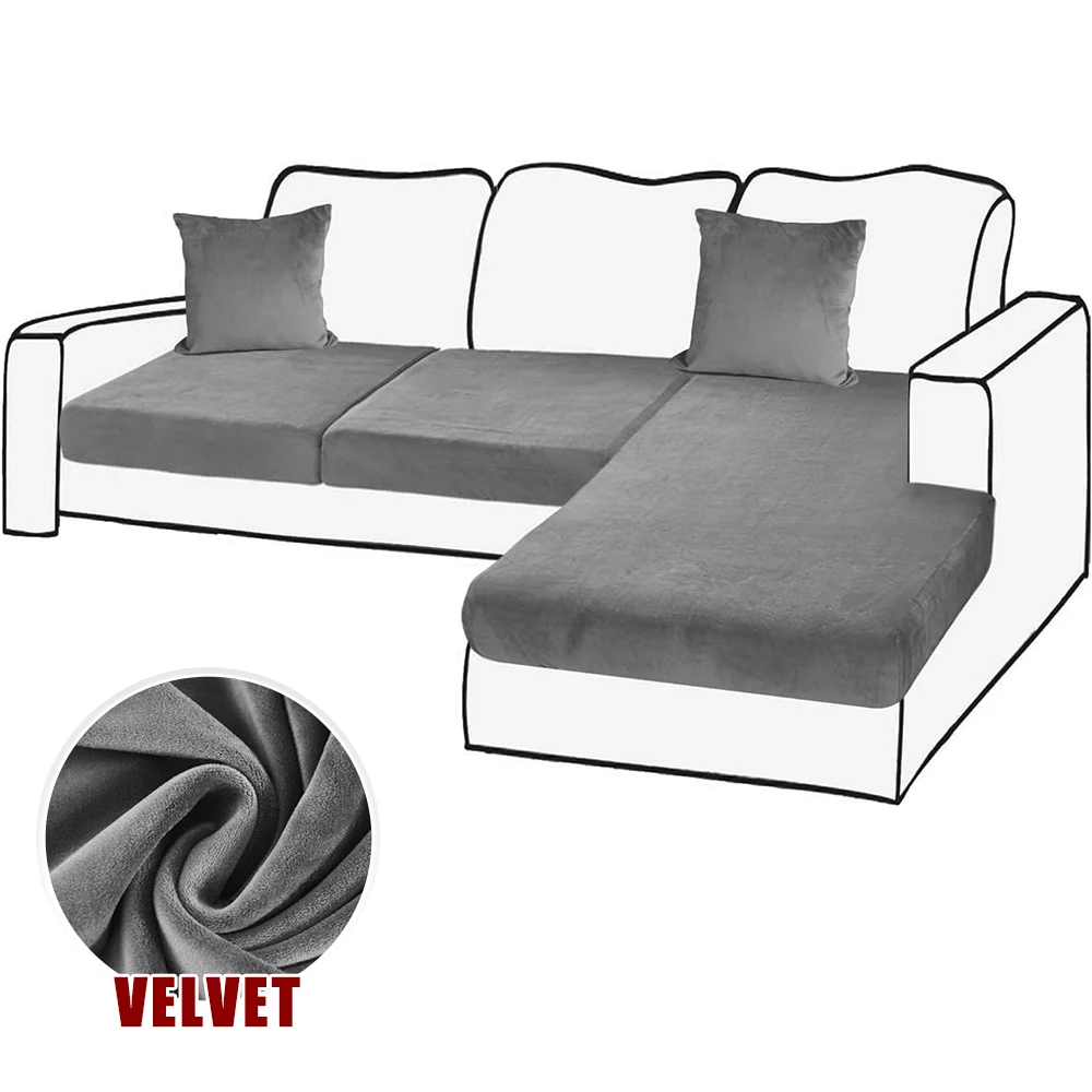 Luxurious Velvet Plush Stretch Sofa Cover - Soft, Removable Slipcover for Living Room and Lounge