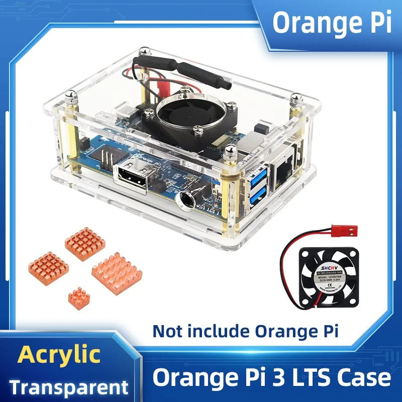 Laranja pi Lts Case Acrílico Gabinete Transparente Dissipador de Calor de Cobre Opcional Ventilador de Refrigeração Opi