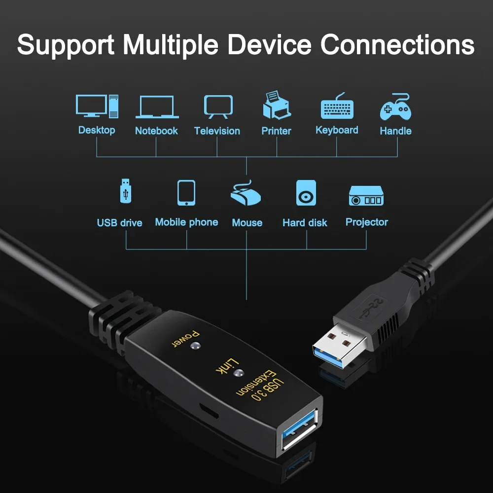 Cabo de Extensão Ativo de Usb 3.0 5m 10m com Amplificador Usb 3.0 tipo um Macho ao Cabo Fêmea do Repetidor do Extensor de Usb 3.0 - Imagem 3
