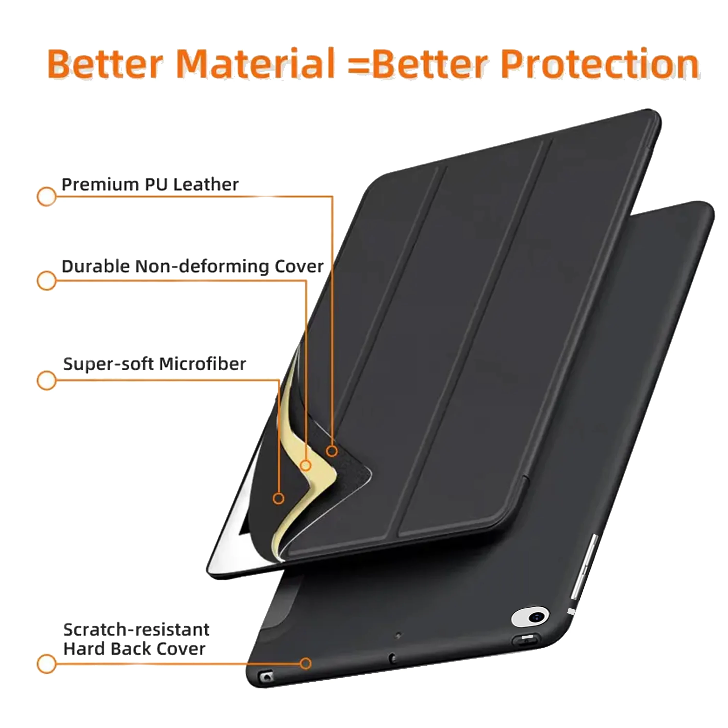 Premium Tri-fold Flip Case with Auto Sleep/Wake and Soft Protective Cover