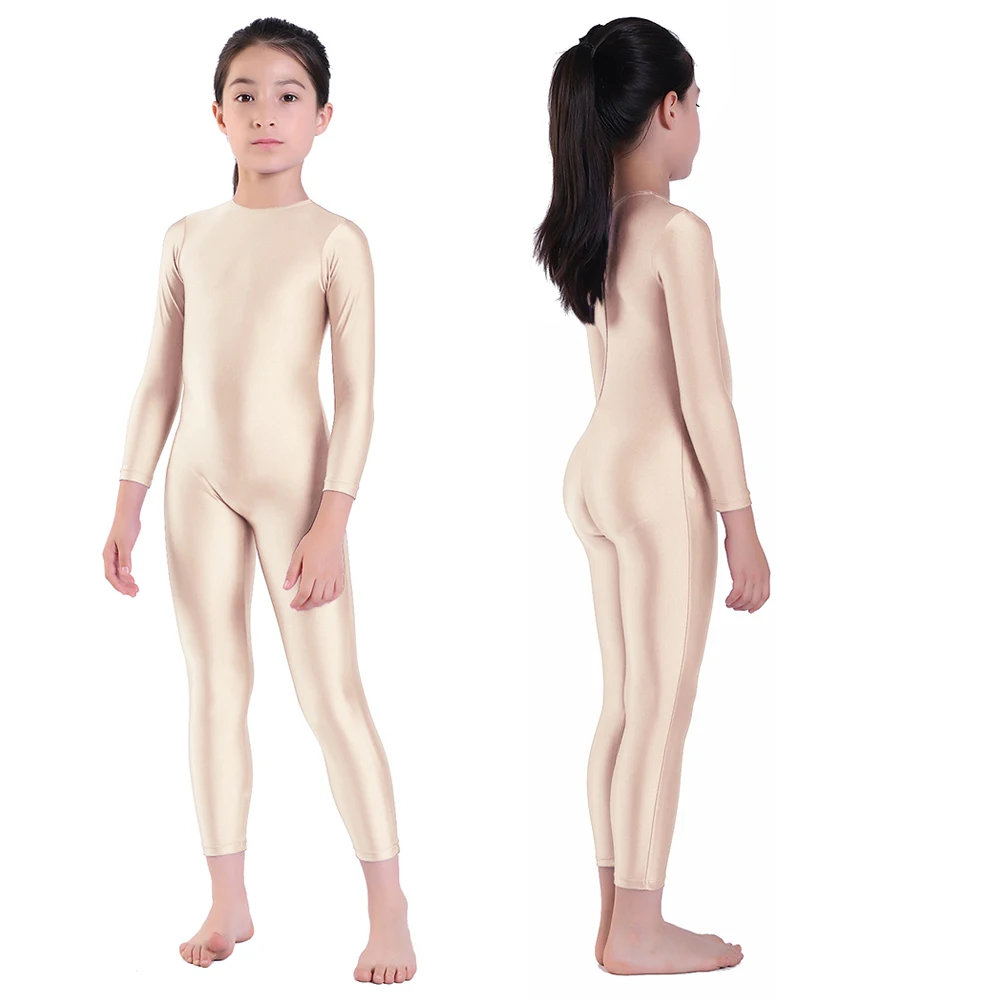 AOYLISEY Kids Ballet Skate Dance Unitard Girls Gymnastics Full Body Leotard Black Long Sleeve Bodysuit boy Jumpsuit Wear