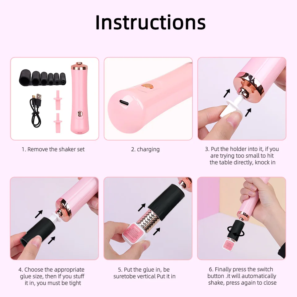 Portable Electric Glue Shaker - USB Rechargeable Liquid Mixing Device for Nail Polish, Tattoo Ink, and Lash Adhesive