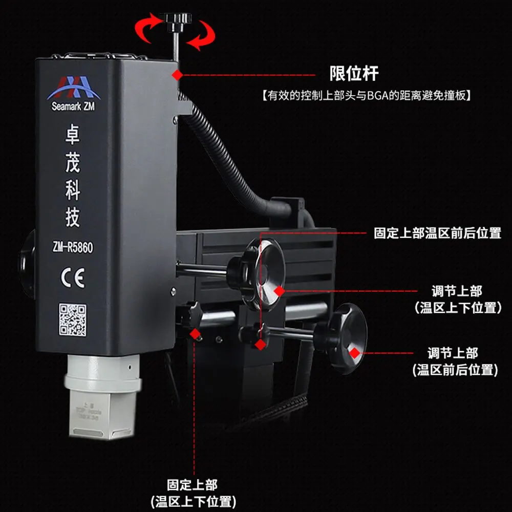 ZM R5860 4800W Hot Air BGA Rework Station Soldering Machine Zhuomao 3 Zones 220V for Laptop Chip Game Consoles Repair 4
