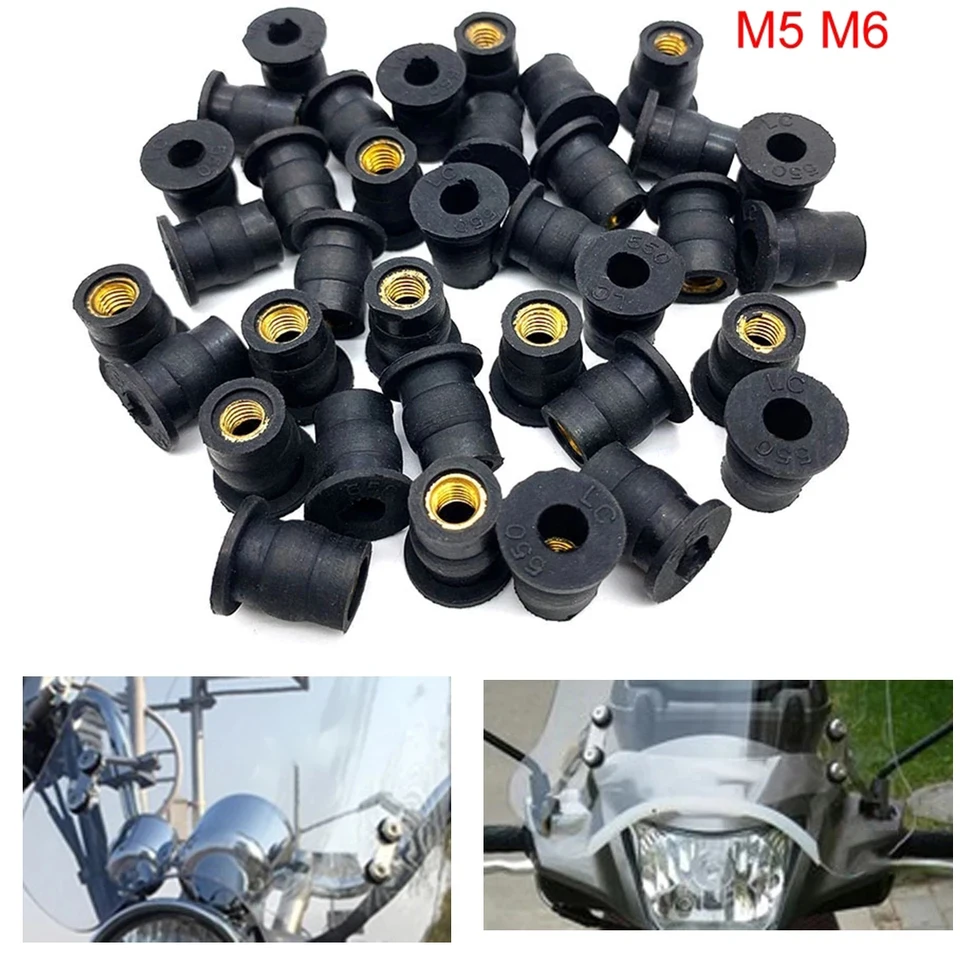 Bulloni Per Parabrezza Moto M5 Da 5 Mm/0,2 Pollici, Dadi In Gomma Metrici 10 Pezzi 87173891 - Foto 2