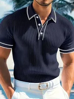Nouveau Polo homme chemise à manches courtes couleur unie pour hommes d'affaires décontracté et à la mode été nouveau Polo à manches courtes pour hommes 1