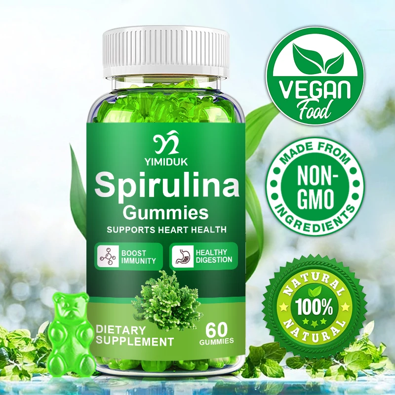 Organic Spirulina Gummies Strengthen Immunity Rich in Fatty Acid Provide Protein&Amino Acids Antioxidant Detox Skin Care