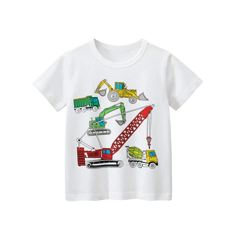 Jumping Meters Children's Summer T Shirts Dinosaur Print Hot Selling Short Sleeve Cartoon Toddler Tees Tops Boys Girls Clothing 6