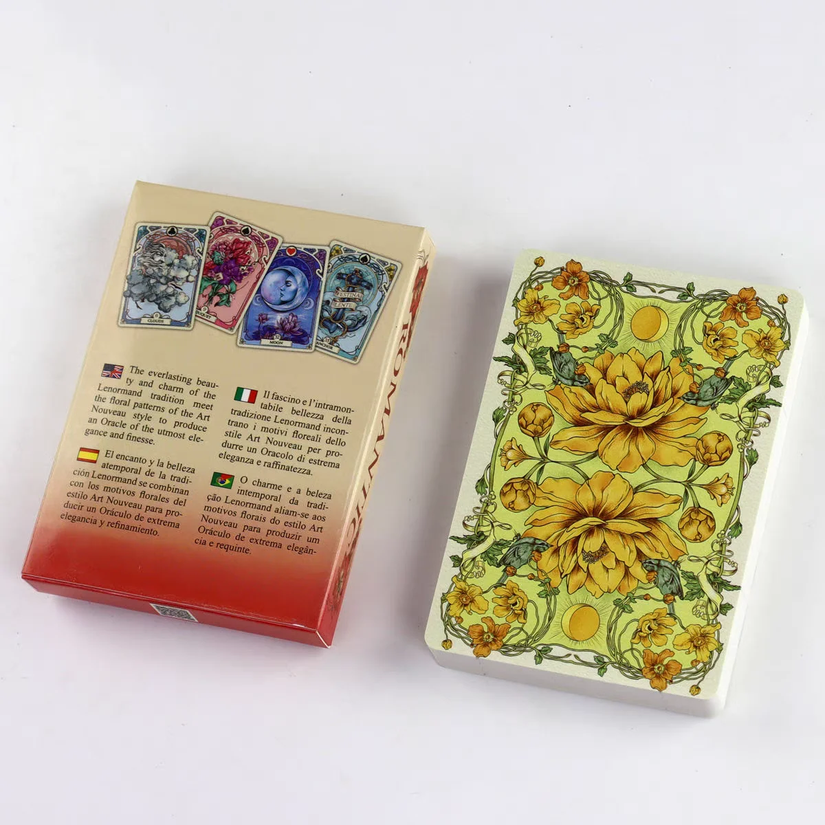 Lenormand Oracle Cards Romantic 10.2*7.2cm English Vision Art Nouveau Floral Motifs 37 Pcs Deck 4*2.8inch For Party Board Games