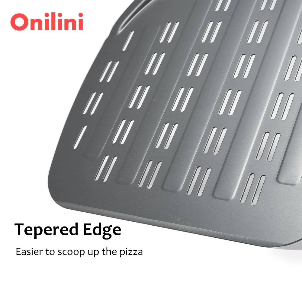 Onilini 12 inch Pizza Peel Perforated Pizzas Shovel Apple Shape Pizza Paddle with Aluminum Alloy Short Handle Peel