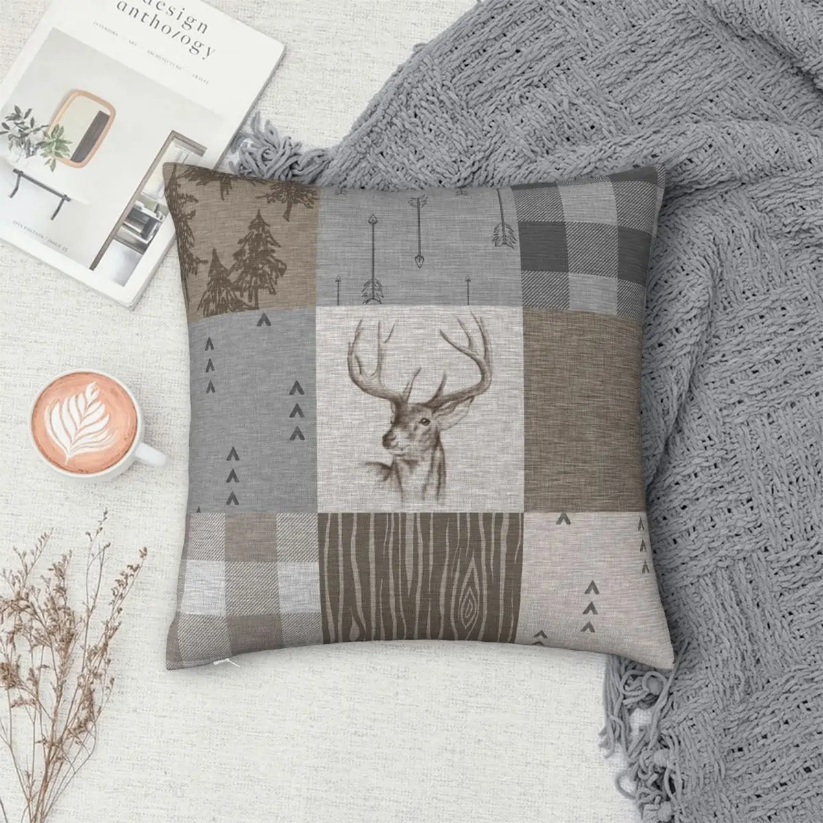 

Deer Patchwork Pillowcase Polyester Pillows Cover Cushion Comfort Throw Pillow Sofa Decorative Cushions Used for Home Bedroom