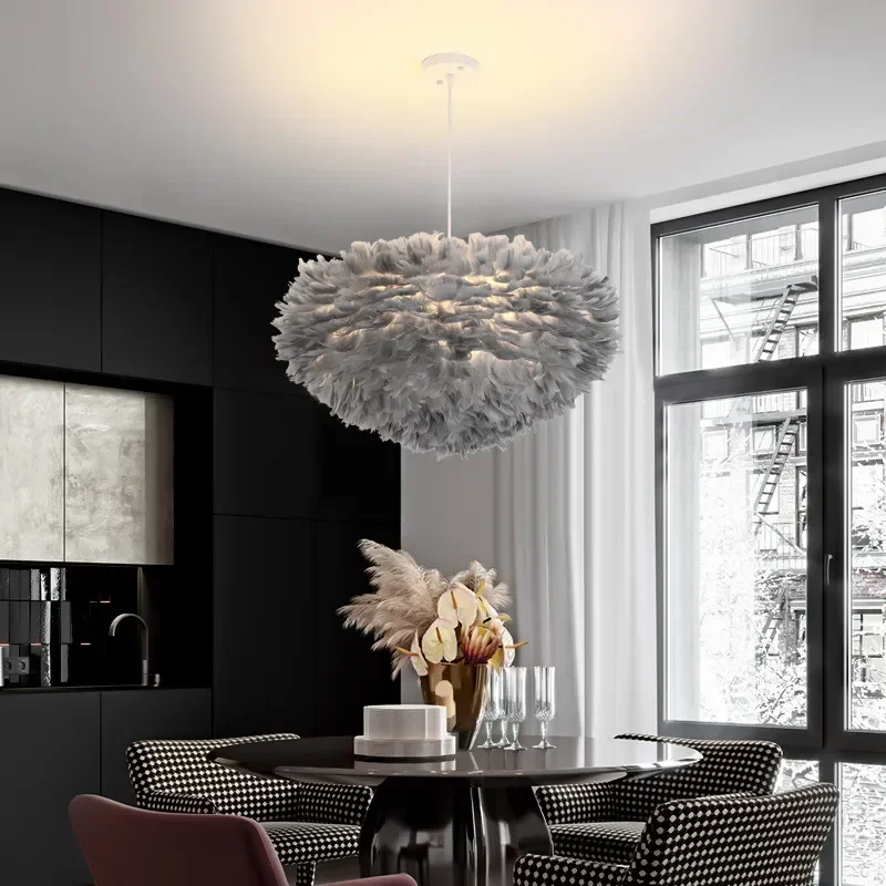 Nordic Feather Chandelier Pendant Lights Pendant Lamp Chandelier Lighting Modern LED Pendant Lamp Hanging Light for Living Room Bedroom Home Decor Creative Suspension Lustre