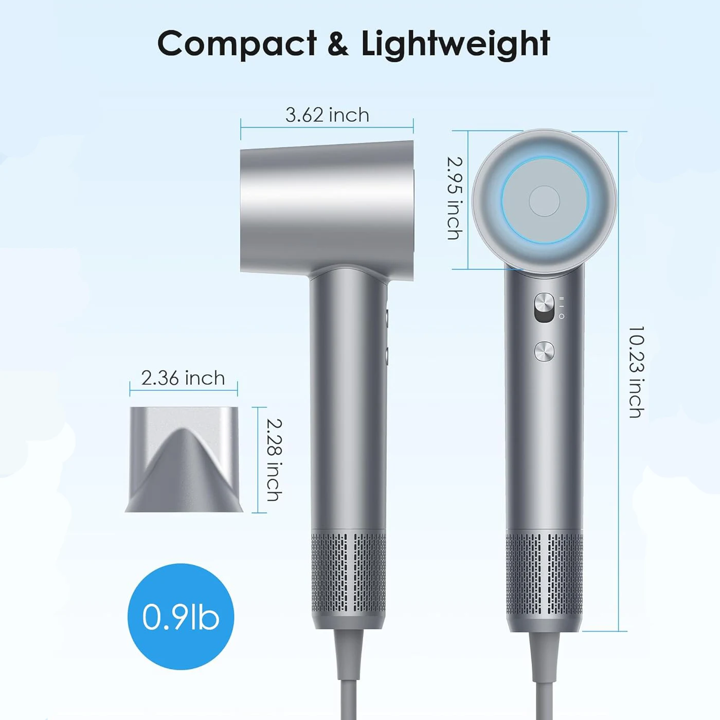 High Speed Hair Dryer ABIR SU9,360° Rotating Magnetic Nozzle,200mil Negative Ions,Low Noise,Blow Dryer 1600W Quick dry for Home 5