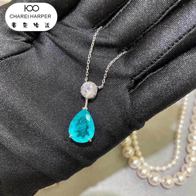 

Sterling silver necklace female fashion personality simple exquisite gem ocean heart clavicle chain light luxury minority silve